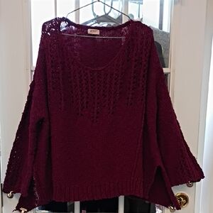 Arizona Jean Company Burgundy Knit Scoop Neck Sweater